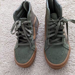 Olive Green Size 3 Kids High-top Suede Vans